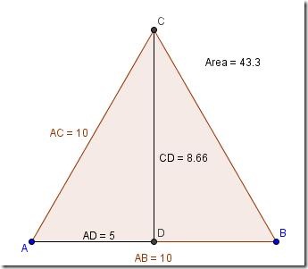 Calcolare il lato del triangolo equilatero sapendo l'area